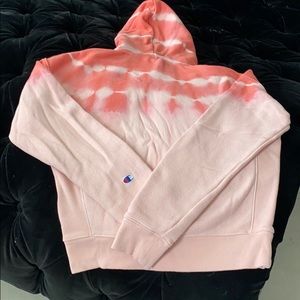 Small CHAMPION tie dye hoodie peach/pink